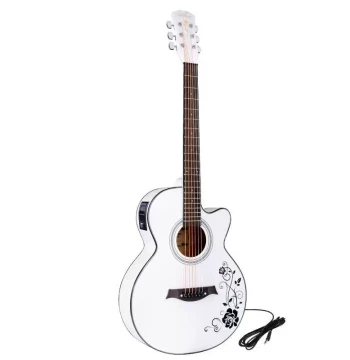 40-inch Wooden Beginner Folk Acoustic Guitar Cutaway Entry-Level Guitar Instrument Electric-Acoustic with Tuner