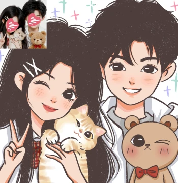 Q-Version Hand-Drawn Avatar Customization Cartoon Character Design Manga Portrait Photo to Anime Couple Drawing Avatar