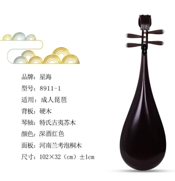 Xinghai Pipa for Beginners, Hardwood Exam-Grade Rosewood and Red Sandalwood Instrument for Children and Adults