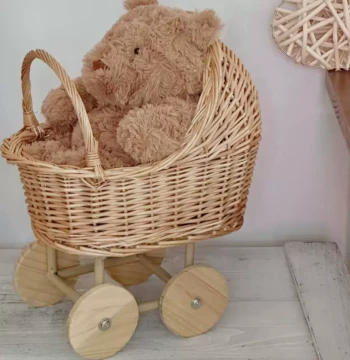 Rattan Weaving Small Cart, Fresh Flower Basket, Floral Decoration Materials, Arrangement Baskets, Gift Displays, Full-Month Celebration Basket Decorations