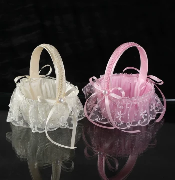 Lawn Outdoor Wedding Flower Girl Basket - Handheld Petal Scatter Basket for Decor, Storage, Dance, and Photo Props