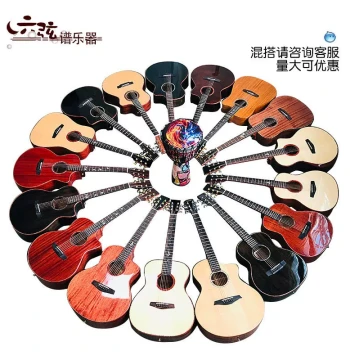 Large Stock of 36-Inch, 40-Inch, and 41-Inch All-Solid Folk Guitars: Full Spruce, Full Mahogany, Spruce-Mahogany, and Santos Finish with Gloss