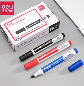 Deli Erasable Whiteboard Markers for Teachers, Black Coarse Tip, Blue/Red/Colorful Easy-Erase Marking Pens for Boards and Writing