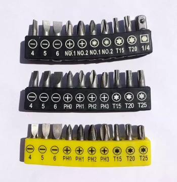 Combo Set: Rechargeable Drill & Electric Screwdriver Bits - Torx, Slotted, Phillips, 1/4" Hex Shank, 10-Hole Short Bit Set