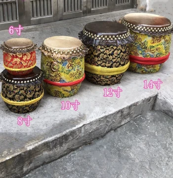 Cowhide Lion Dance Drum Children's Traditional Thickened Performance Drum Kindergarten Old-style Black 8-inch School Hall Drum