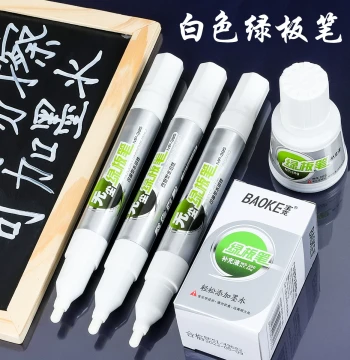 Baoke Green Board Marker White Water-Based Refillable Erasable Children's Colored Red Blue Blackboard Whiteboard Markers for Teachers Large Capacity Writing Board Drawing Markers Thick Tip Office Stationery