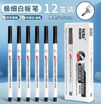 Ultra-Fine Whiteboard Pen Fine Tip Erasable 0.5mm Kindergarten Super Fine Mini Small Easy-Clean Marker Pen Primary Student Marker Pen Black Red Blue for Marking Writing Non-Toxic