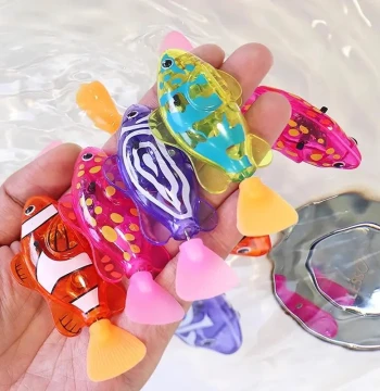 Kids' Electronic Inductive Light-Up Wiggling Fish: Battery-Operated Swimming Simulation Toy for Baby Bath Time Fun