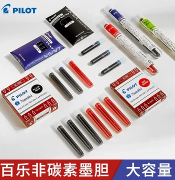 Japan Pilot Fountain Pen Disposable Ink Cartridges IC-50, Compatible with Smiley, Guifei, 78g/88g Pens, Non-Carbon Clog-Free Ink, Vitality Direct Liquid V5/V7 Replaceable Cartridges