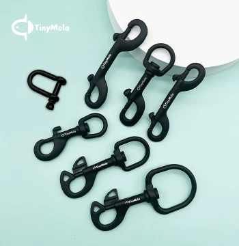 TinyMola Diving Double-End Hook, Stainless Steel Single-End Hook, Blind/Side Mount Spring Quick-Release Buckle, Black Horse-Shoe Clip