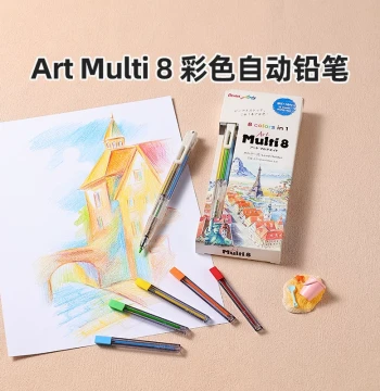 Official Flagship Store: Japan Pentel Multi 8 8-in-1 Color Lead Mechanical Pencil Set - Transparent Barrel PH804 for Journaling and Drawing