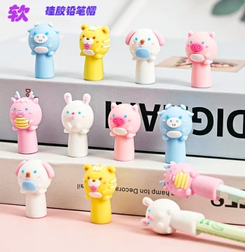 Cartoon Soft Silicone Pencil Cap Pencil Sleeve for Elementary School Children High Aesthetic Girl Pencil Cover Pencil Tip Protector Pen Cap