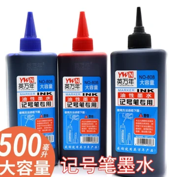 Marker Ink Refill, Oil-Based Quick-Drying Waterproof Fade-Resistant Black Red Blue Broad Tip Marker, Liner Pen