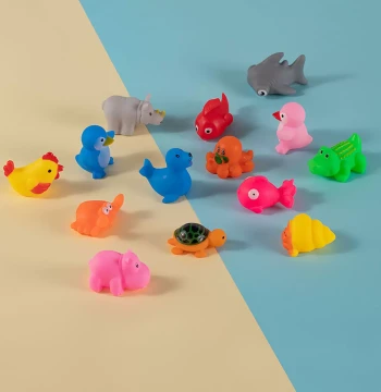 Baby Bath Ocean Squeeze-to-Squeak Rubber Duck Toy for Boys and Girls, Water Play Sound-Making Stress Relief Swimming Duck