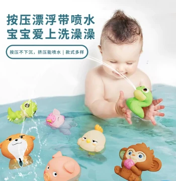 Rubber Bath Toys for Babies and Kids - Floating Water Spray Animals for Summer Bathtime Fun