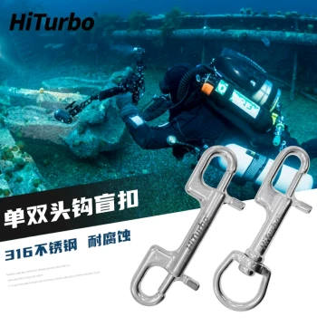 HiTurbo 316 Stainless Steel Blind Buckle, Single and Double Head Hooks for Diving, Scuba Technical Diving Side-Mount Spring Clip