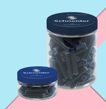 German Imported Schneider Ink Cartridges Bottled, 100pcs Ink Refills, Schneide 30pcs Fountain Pen Cartridges for 3rd Grade Students, 2.6mm Non-Carbon Erasable Blue Euro Standard Universal