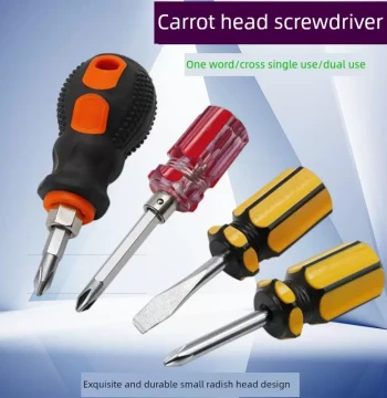 Mini Screwdriver with Carrot-Shaped Handle, Dual-Use Labor-Saving Short Shaft Phillips and Torx Retractable Small Screwdriver