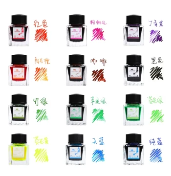 Jinhao Colored Ink 30ml for Fountain Pens Drawing Journaling Dedicated Color Ink Non-Carbon Blue Black Red Ink Black Ink Blue Ink Extreme Black Gold Red Pure Blue No Clogging Fluorescent ink