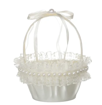 Flower Girl Petal Scattering Basket, Wedding Celebration Joy Basket, Mini Small Decorative Storage Handheld Lace Prop Basket