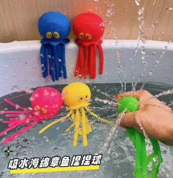 Water-Absorbing Octopus Kids Bath Beach Water Play Toy Pool Octopus Squeeze Fun Baby Water Play Mini Toy