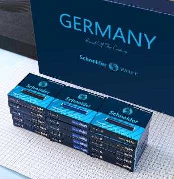 German Imported Schneider Ink Cartridges Bottled, 100 Pieces Ink Refills, 30 Pieces Schneider Fountain Pen Cartridges for 3rd Grade Elementary Students, 2.6mm Nib Non-Carbon Erasable Blue Euro Standard Universal