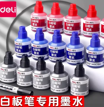 [Deli Genuine] Whiteboard Marker Ink Refill, Large Capacity Erasable Liquid, Red and Blue Water-Based Easy-Wipe Refill for Thick-Tip Whiteboard Markers