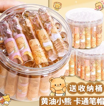 Butter Bear Pencil Cap, Cute Cartoon Pencil Tip Protector for Elementary Grade 1 Students, Capybara Kindergarten Kids Girls Transparent Pencil Cover, Creative Extended Lengthener Pencil Sleeve