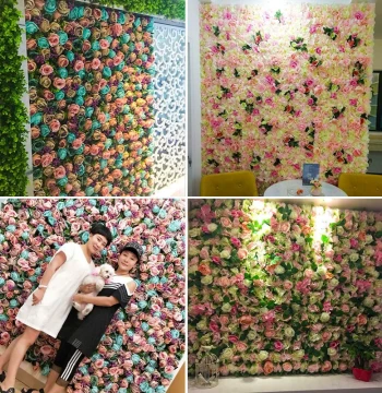 Wedding Artificial Flower Wall: Fake Floral Arrangements for Mall Window Displays, Greenery Decor, Hydrangea and Rose Walls