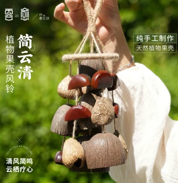 Yunyu Fruit Shell Wind Chime Hanging Ornament, Rattle, Natural Seed Fruit Shell Rattle, Healing Instrument, String Bells for Yoga and Meditation Accompaniment