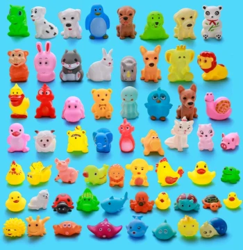 Children's Cartoon Bath Rubber Duck Toy, Infant Water Play Squeaking Animal Street Vendor Plush