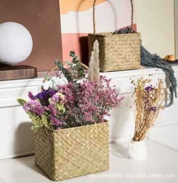 Home Storage Basket Woven Gift Basket Succulent Plant Display Decor Western Wedding Flower Basket
