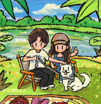 newmasus Hand-Painted Portrait Oil Pastel Custom Couple Photo Redraw Lover Image Design Cartoon Character