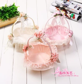 Wedding Flower Basket, Handheld Rattan Woven Basket, Flower Girl Petal Scattering Storage Basket, Korean Style Petal Basket