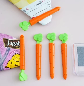 [5 Pieces] Carrot-Shaped Sealing Clips Kitchen Sealing Clips Food Bag Sealing Clips Snack Moisture-Proof Freshness Clips