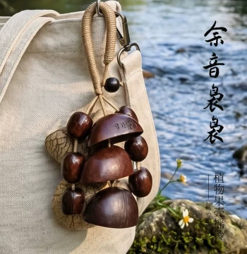 Que Xin Natural Fruit Shell Shaker Bell, Hanging Bell, Music Therapy Fruit Wind Chime, Hand Bell, Bag Ornament, Birthday Gift Pendant