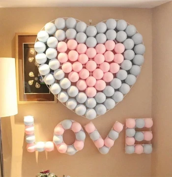 520 Valentine's Day Decorations for Mall Windows, Proposal Parties, and Wedding Room Setup - Macaron Balloons with Heart-Shaped Grids