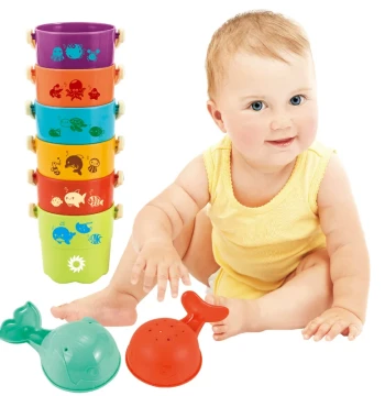 Cross-Border Bathroom Stacking Handheld Bucket Set - Intelligent Bathing & Water Play Toy for Summer