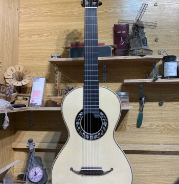 5A Deyun + Broken Wood Solid Wood Romantic Guitar, 37.5 Inch All-Solid Classical Guitar with Ebony Fingerboard