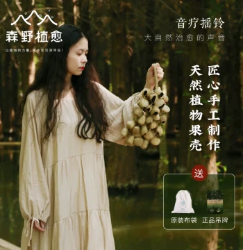 Senye Zhiyu Natural Fruit Shell Hand Bell, Seed Fruit Chime, Stress-Relief Musical Instrument, Healing Wind Chime, Birthday Gift