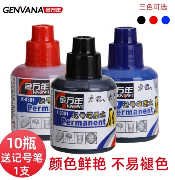 Jinwannian Marker Ink - Refillable Oil-Based Pen, Large Capacity Broad Tip, Refill Solution in Black, Blue, Red, Green for Express Boxes, Large and Small Bottles, Quick-Dry Color-Fixing Additive