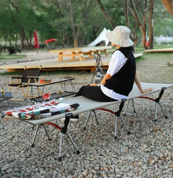 Outdoor Camping Folding Cot - Portable Ultra-Light Aluminum Alloy Camping Bed for Wilderness, Self-Driving Trips, and Office Naps