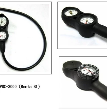 Diving Equipment - Triple Gauge Console: Pressure Gauge, Depth Gauge, and Compass
