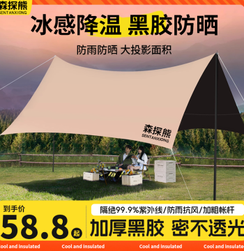 Octagonal Canopy Tent Black Glue Sunshade Rain Protection