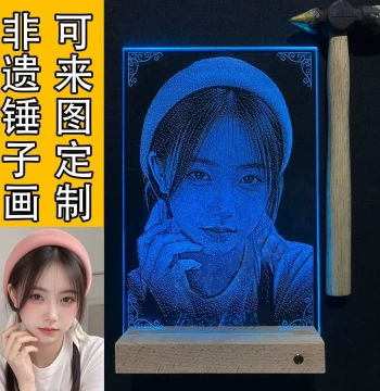 Hammer Glass Painting Custom Real Photo Hand-Knocked Intangible Cultural Heritage Glazed Gift for Girlfriend/Wife, Meaningful Birthday Present