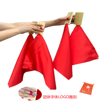 Clappers Castanets Adult Bamboo Clappers Children's Eloquence Rap Teaching Finger Clappers Red Silk Castanets Dance Festival Clappers Square Scarf