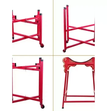Chinese Red Cowhide Drum Performance Drum Stand, Foldable Universal Wheel Drum Rack, Vertical Iron Drum Stand for Gong Drums, War Drums, Dragon Drums