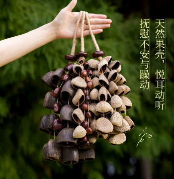 Natural Fruit Shell Hand Shaker Water Bell Tung Indonesia Black Fruit Oleander Wind Chime Sound Healing Instrument Handmade Gift