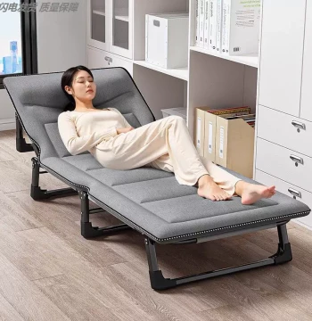 Folding Bed for Home Nap, Single Simple Rest Cot for Caregivers, Portable Camp Stretcher Lounger, 500 Jin Load Capacity Reinforced Model