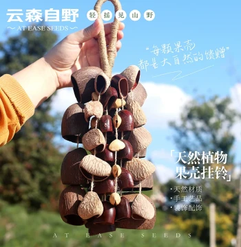 Yun Sen Zi Ye Natural Fruit Shell Hand-Shaken Wind Chime, Creek Sound Bell, Indonesian Black Fruit Wind Chime, Handmade Healing Yoga Gift